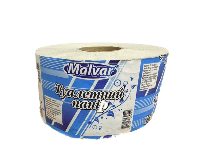 Папір туал.макул. 77м "Велетень" на гільзі, сірий Malvar mlv.30540